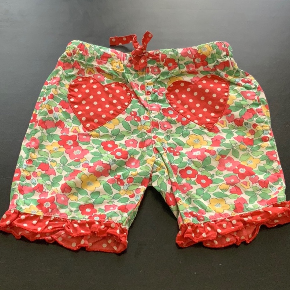 Baby Boden floral with hearts shorts.